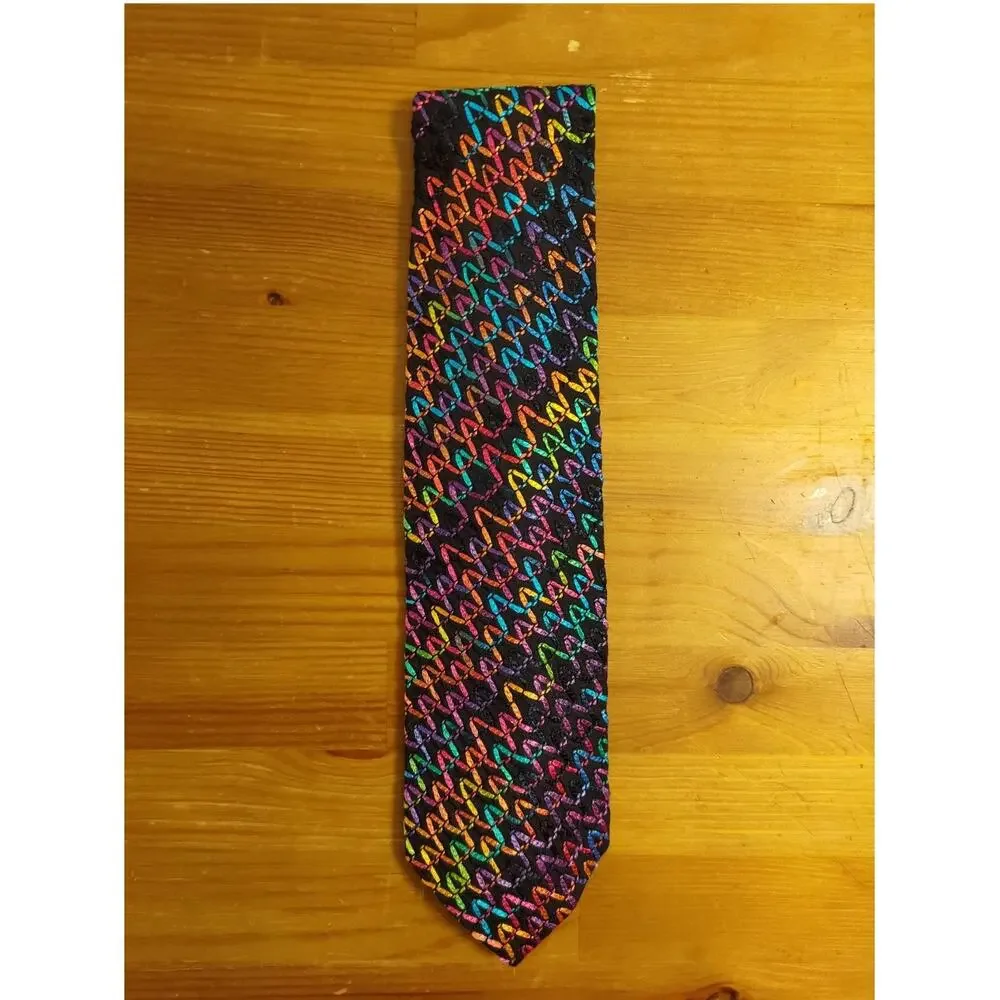 Missoni Cravatte Rayon Multicolor Saw Wave Pattern Made in Italy 58